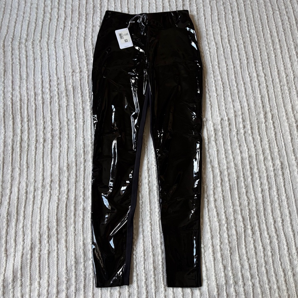 NWT Wolford Latex Black Leggings Pants Size Medium 6-8